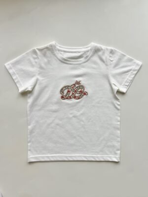 Logo embroidered short-sleeve shirt (white and pink)