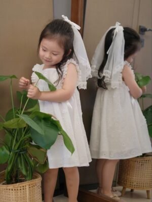 White Embroidered Top & Dress Two-Piece Set