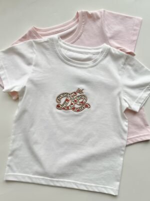 Logo embroidered short-sleeve shirt (white and pink)