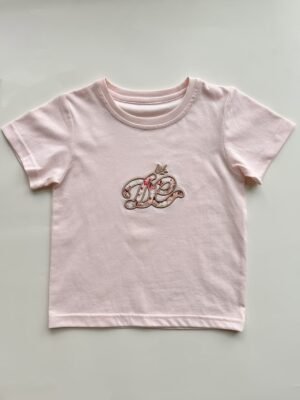 Logo embroidered short-sleeve shirt (white and pink)